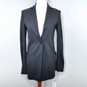 IISLI Women Knit Blazer Jacket 4 Black Longer Length Pockets Professional Office